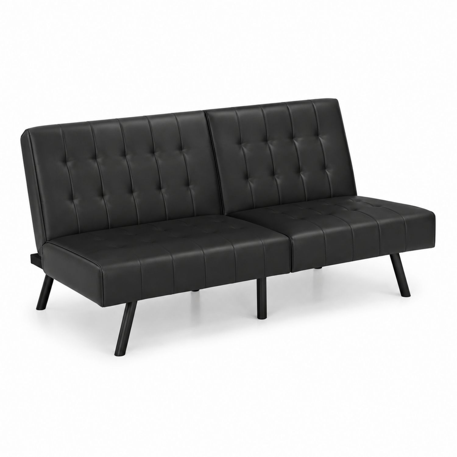 2-Sitzer Schlafsofa Kunstleder Schwarz-Retrohomestead