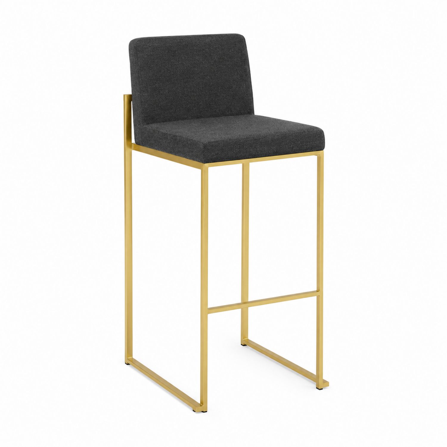 Barhocker mit gepolstertem Sitz Stoffbezug Stahlrahmen Grau 105cm-Retrohomestead