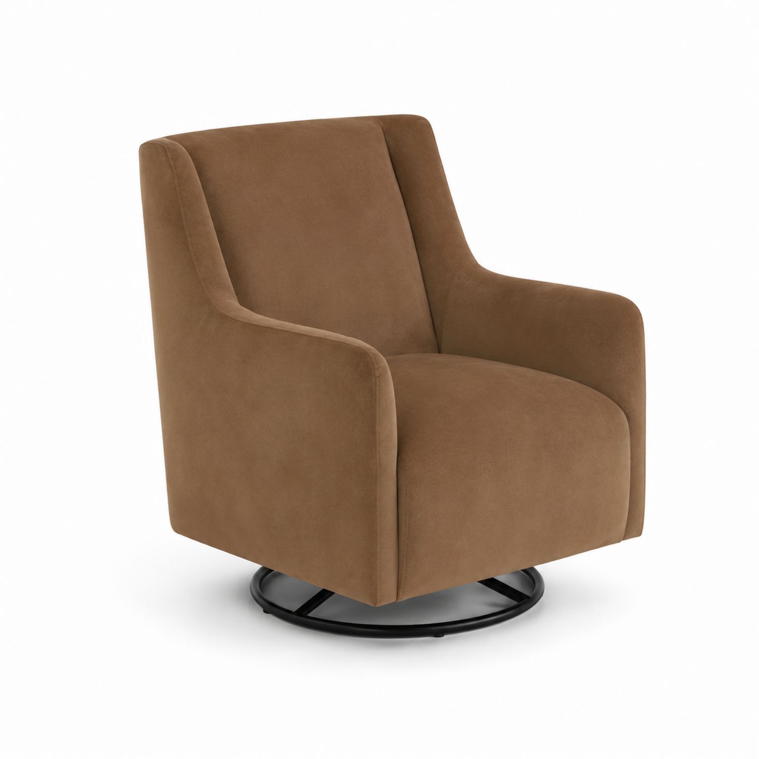 Drehbarer Sessel Braun mit Metallfuß und Mikrofaser-Retrohomestead