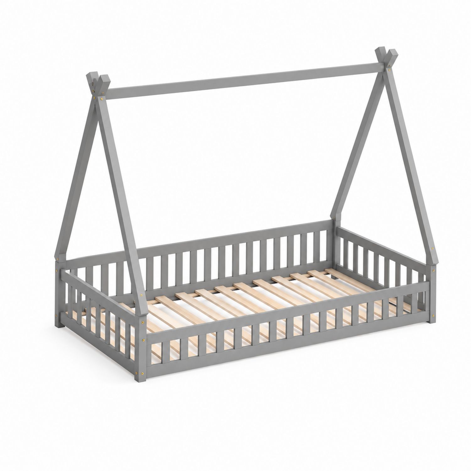 Kinderbett Holz Grau 200x90 cm-Retrohomestead