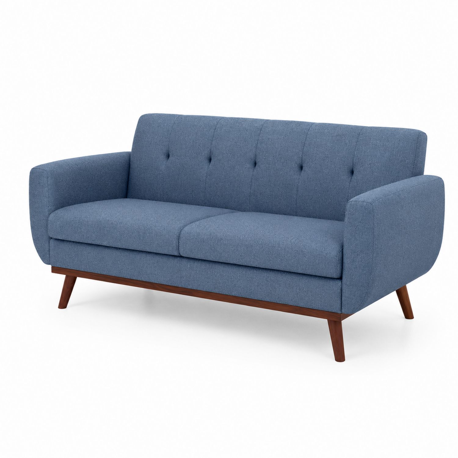 3-Sitzer Sofa mit Holzrahmen und Stoffbezug Blau-Retrohomestead