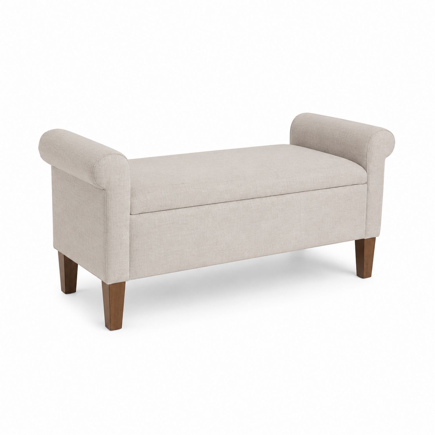Polsterbank mit Armlehnen Leinenstoff Holz Beige-Retrohomestead