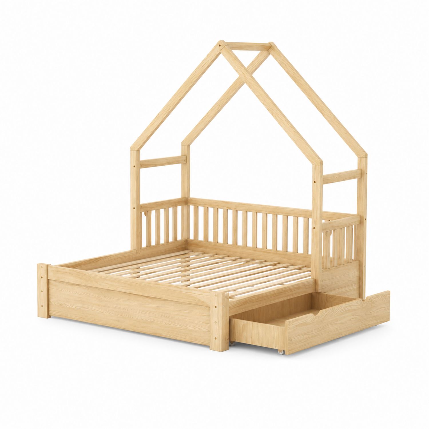 Eiche Hausbett mit Schublade 200x90cm-Retrohomestead
