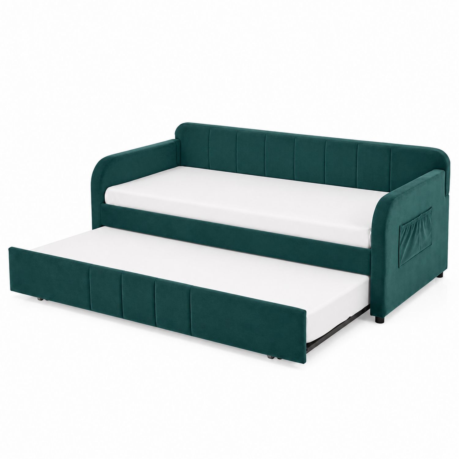 Sofa mit Ausziehbarem Bett Samt Grün-Retrohomestead