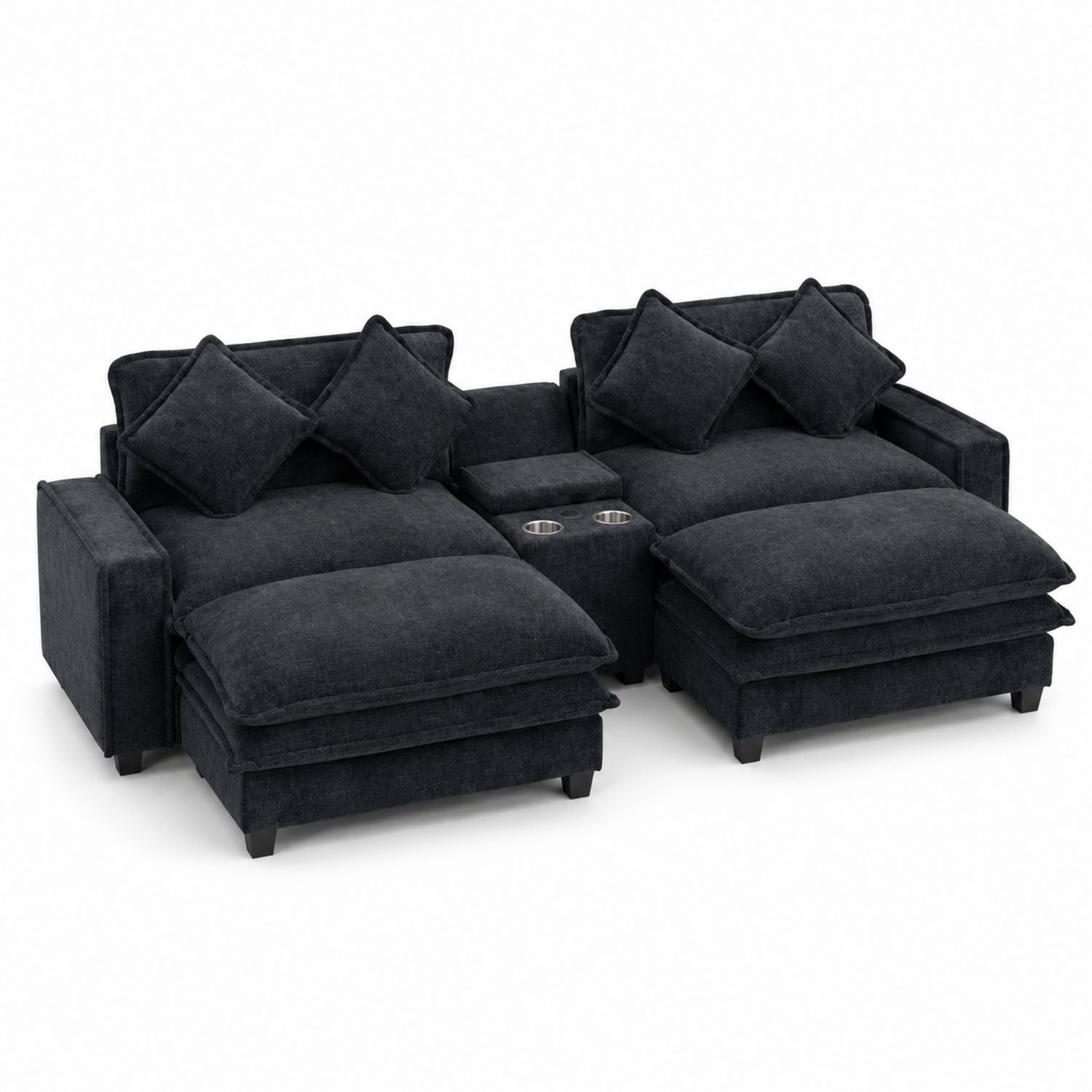 Modulares Ecksofa-Set aus Leinen in Dunkelgrau-Retrohomestead