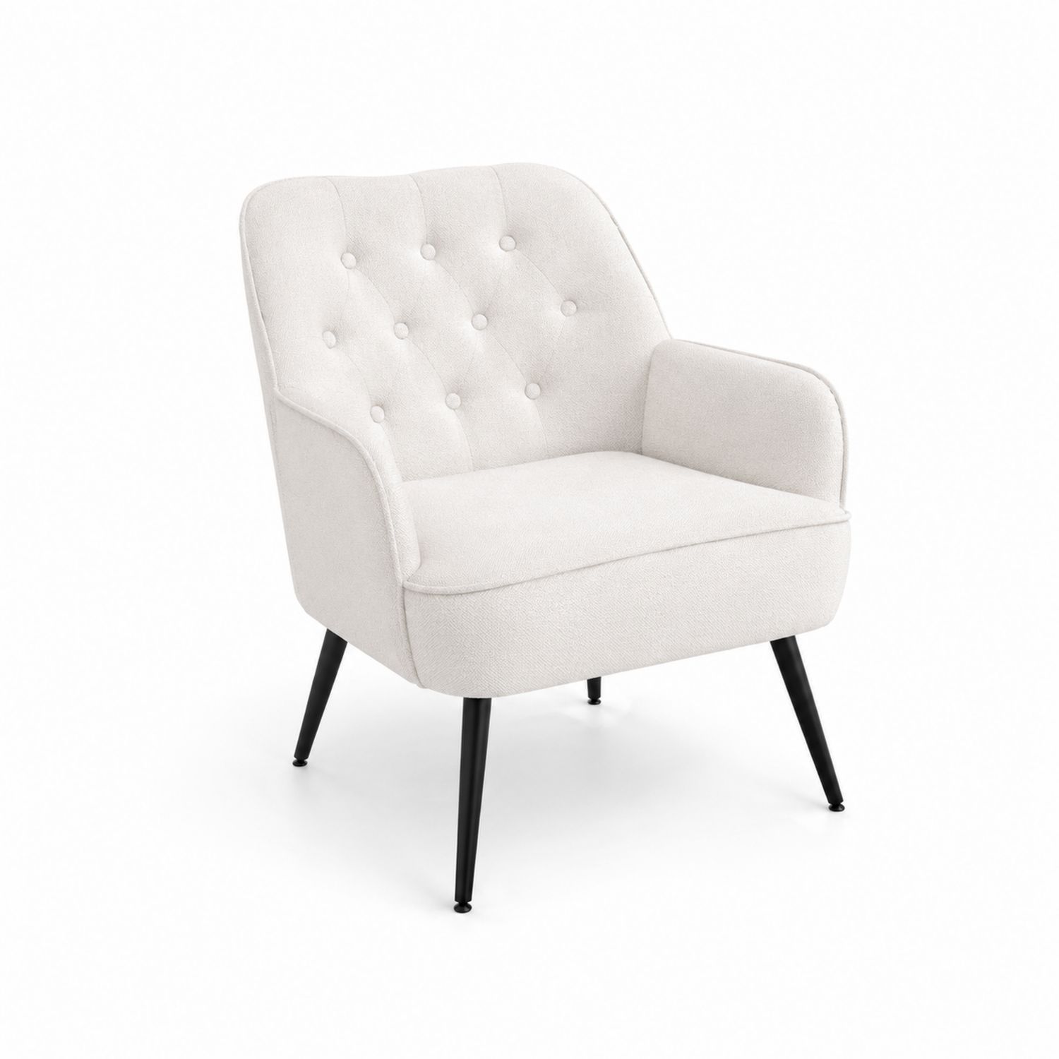 Polstersessel Creme Stoff Metall 80x75x85 cm-Retrohomestead