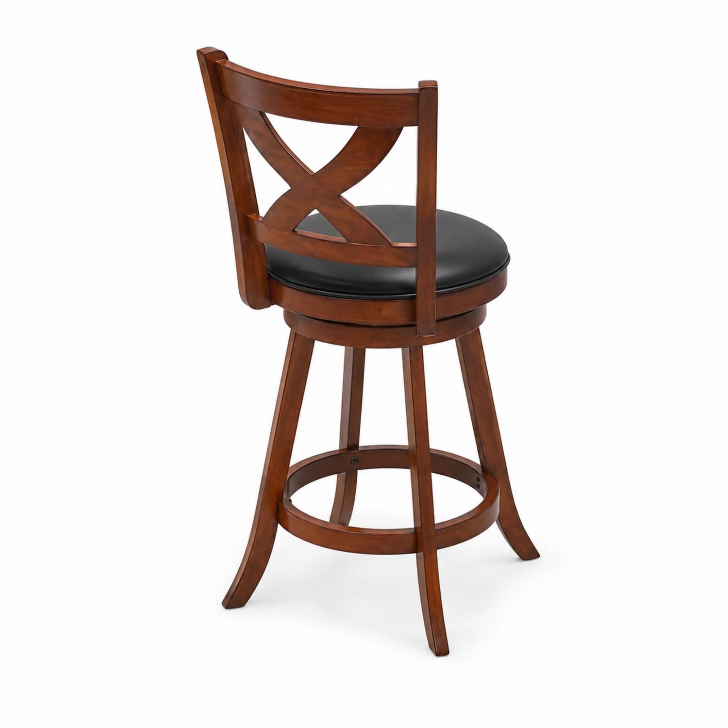 Drehbarer Barhocker Holz mit schwarzem Kunstledersitz, 110 cm-Retrohomestead