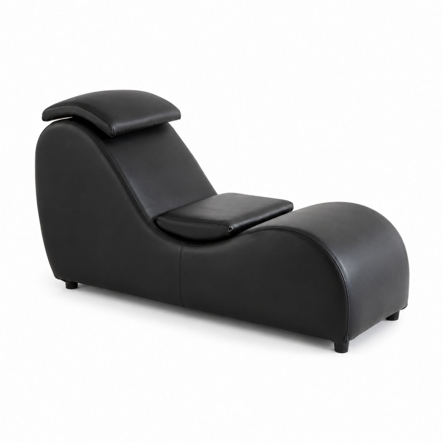Chaise Longue aus Kunstleder in Schwarz, 160 cm-Retrohomestead
