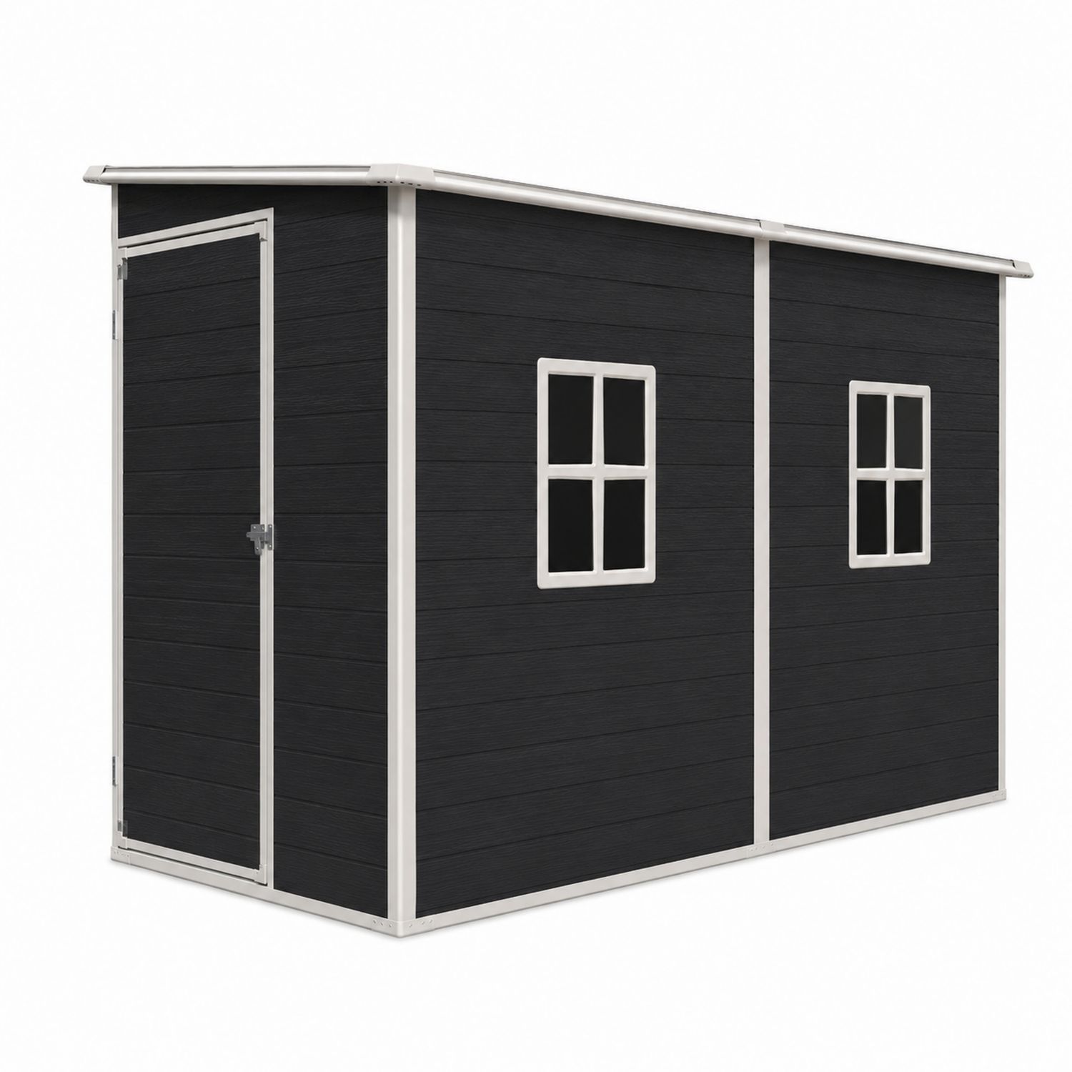 Metall Gartenschuppen Rechteckig 260x130x180 cm Schwarz/Weiß-Retrohomestead