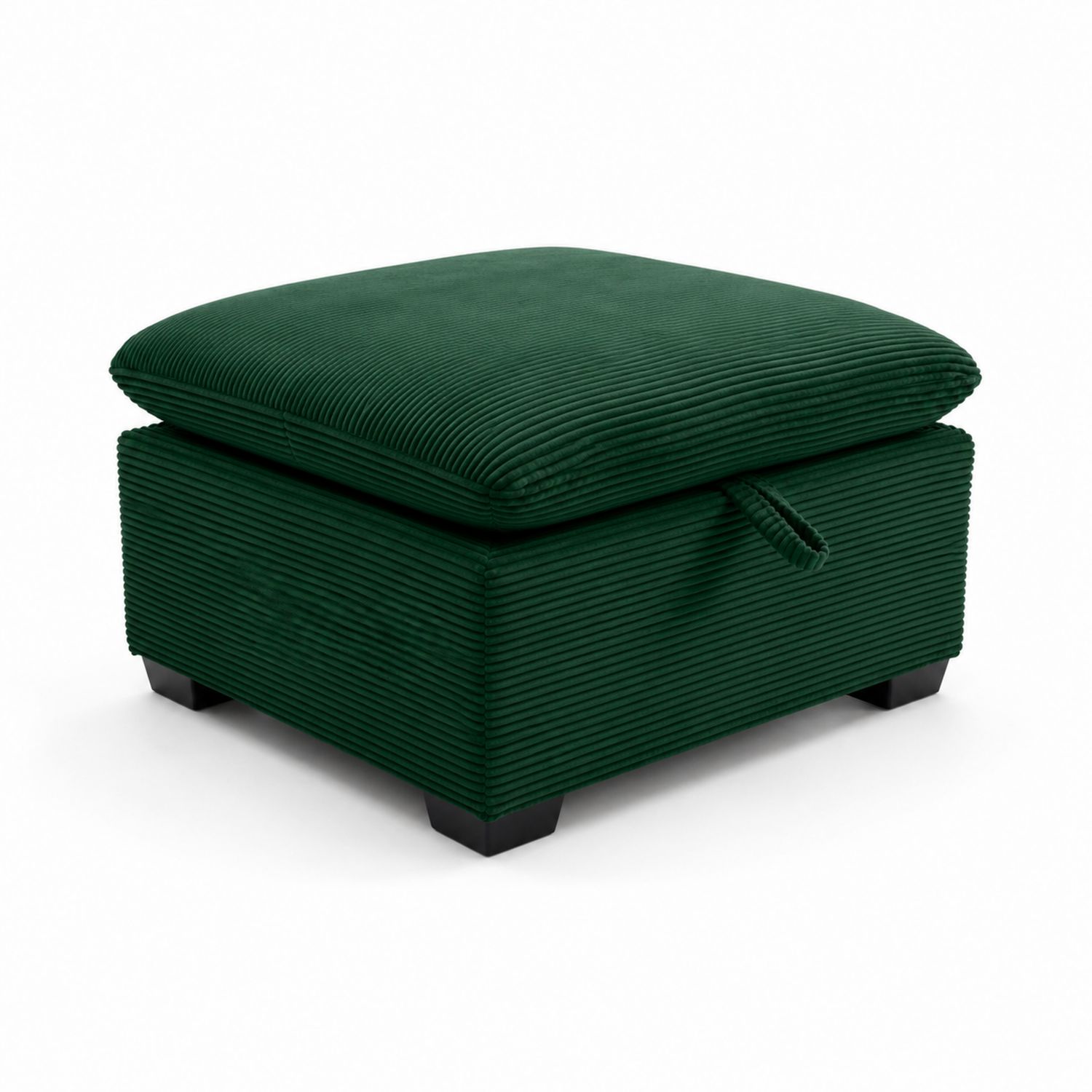Hocker mit Stauraum 50x50x40 cm aus Kordstoff in Dunkelgrün-Retrohomestead