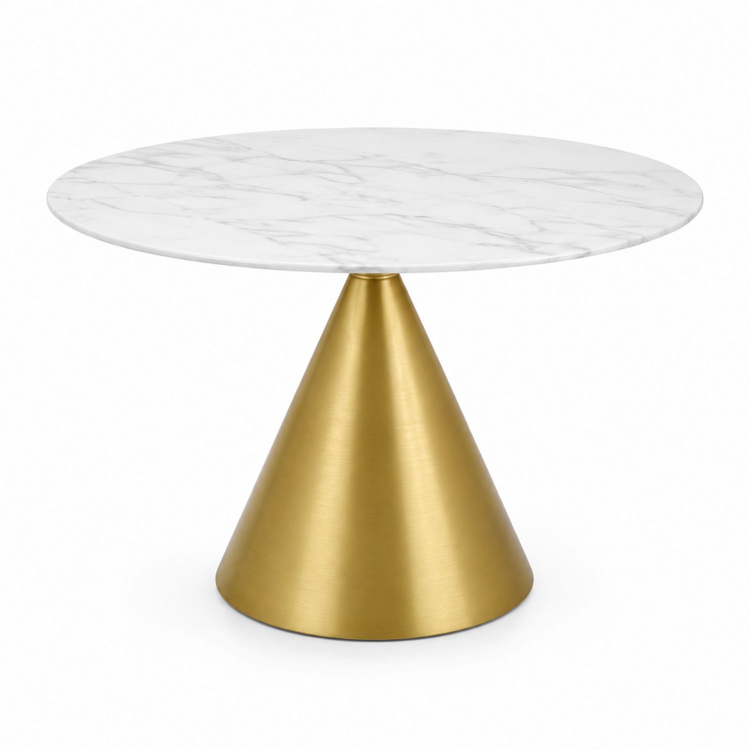 Runder Esstisch aus Marmor und Metall Ø100 cm Weiß/Gold-Retrohomestead