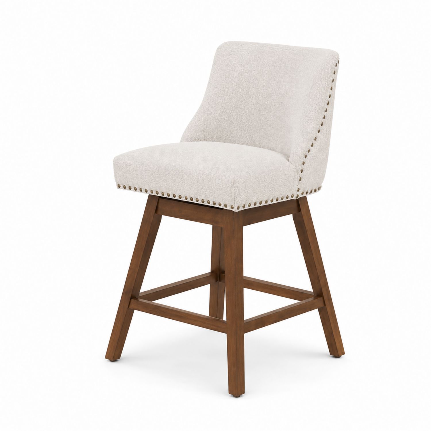 Barhocker mit Stoffpolsterung und Holzgestell Beige-Retrohomestead