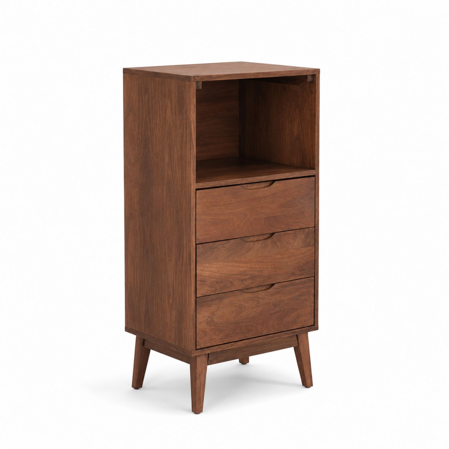 Holzkommode mit 3 Schubladen und offenem Fach Braun-Retrohomestead