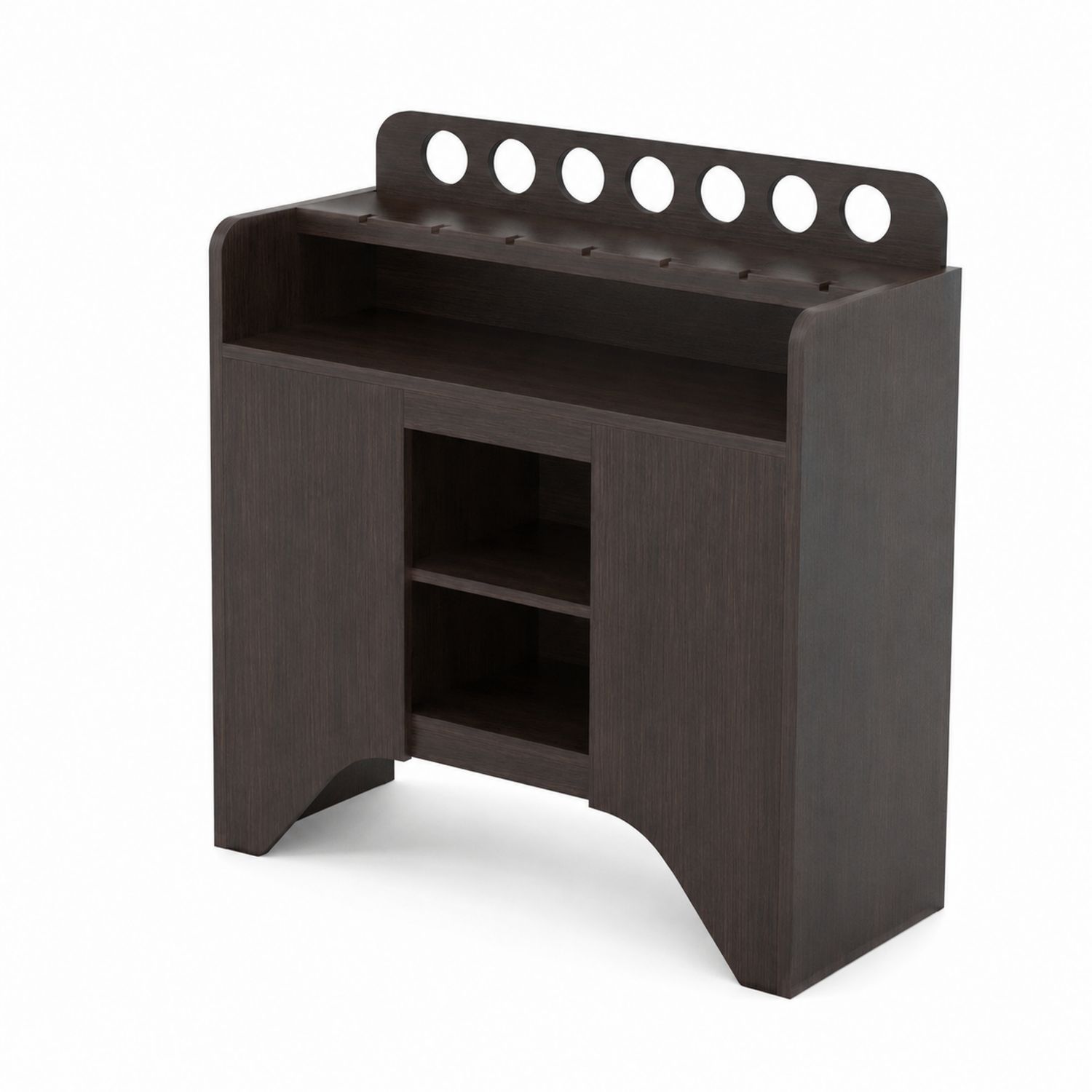 Holzsideboard mit Regal und Lochdesign, Dunkelbraun-Retrohomestead
