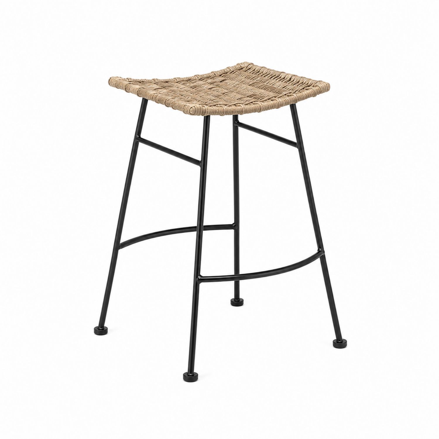 Barhocker mit Rattansitz und Metallrahmen 45x30x65 cm-Retrohomestead