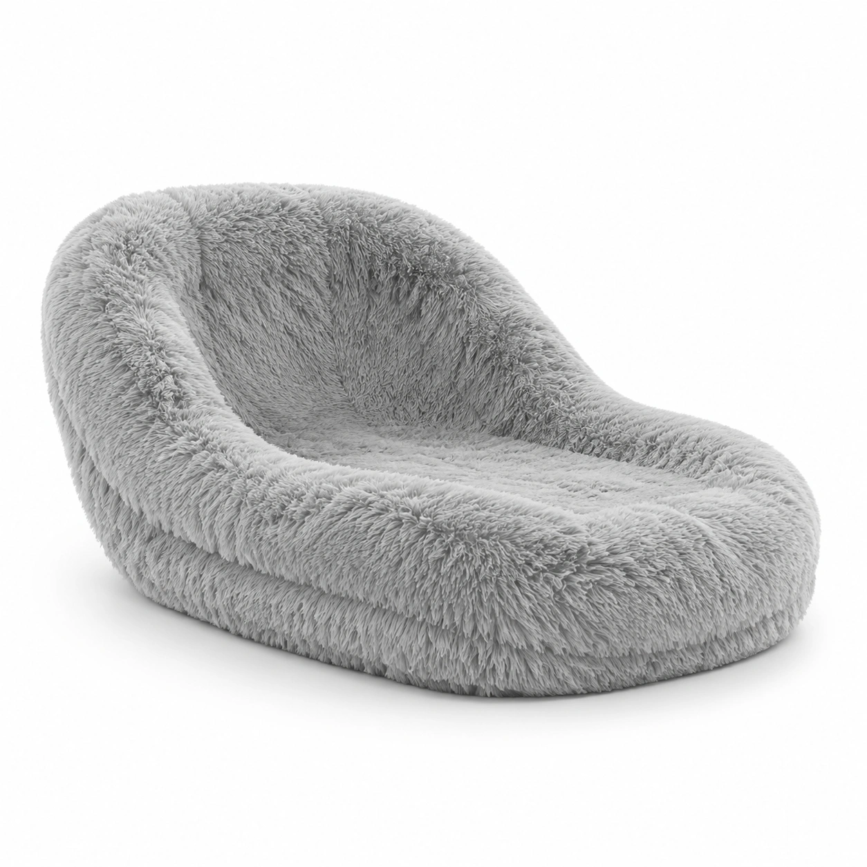 Chaise longue de felpa gris-ValoriaNest