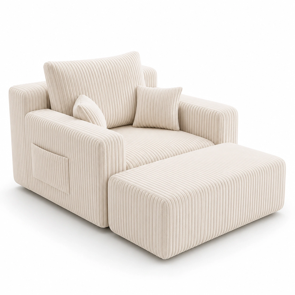 Sillon relax de pana beige marfil-ValoriaNest