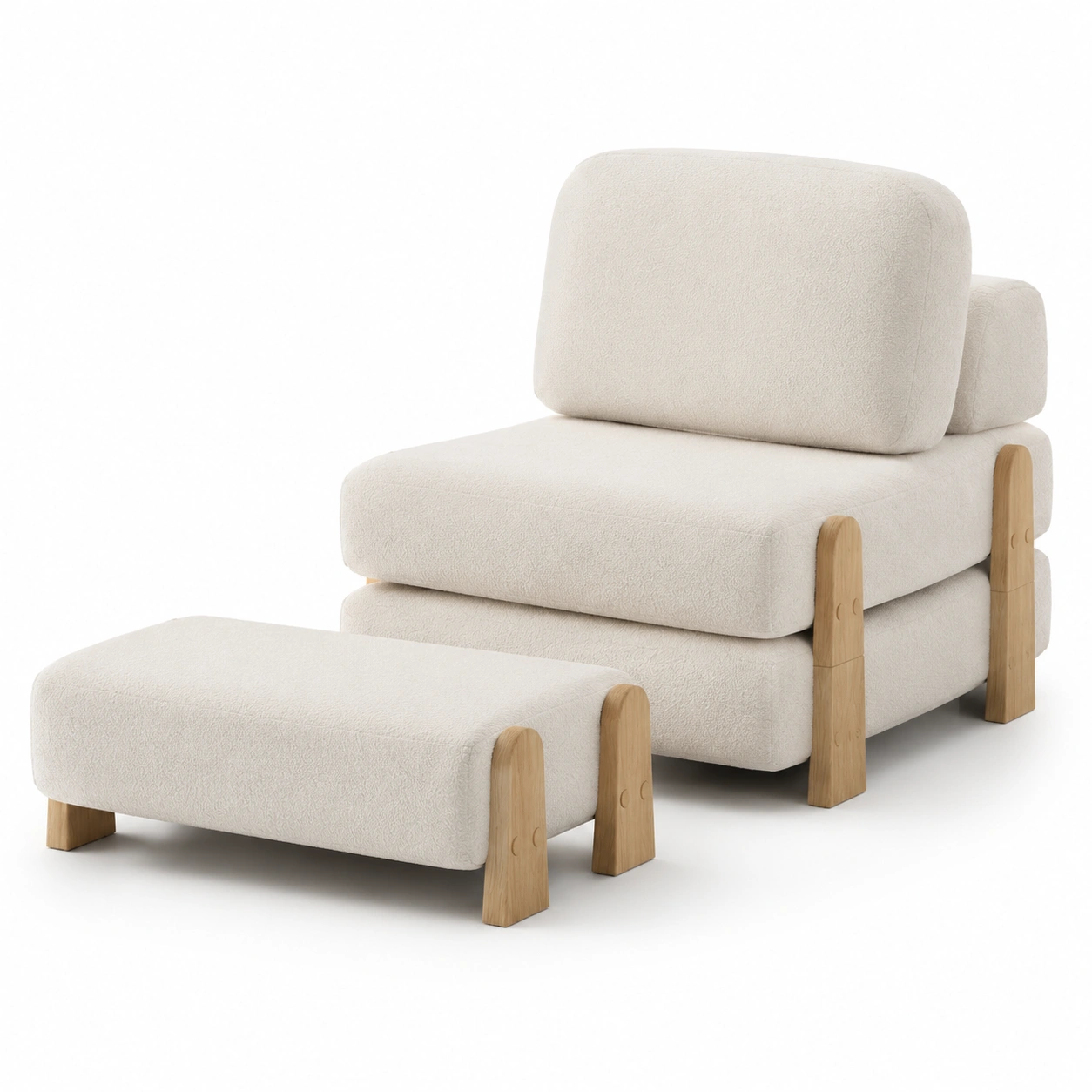 Sillon individual con reposapies color marfil-ValoriaNest