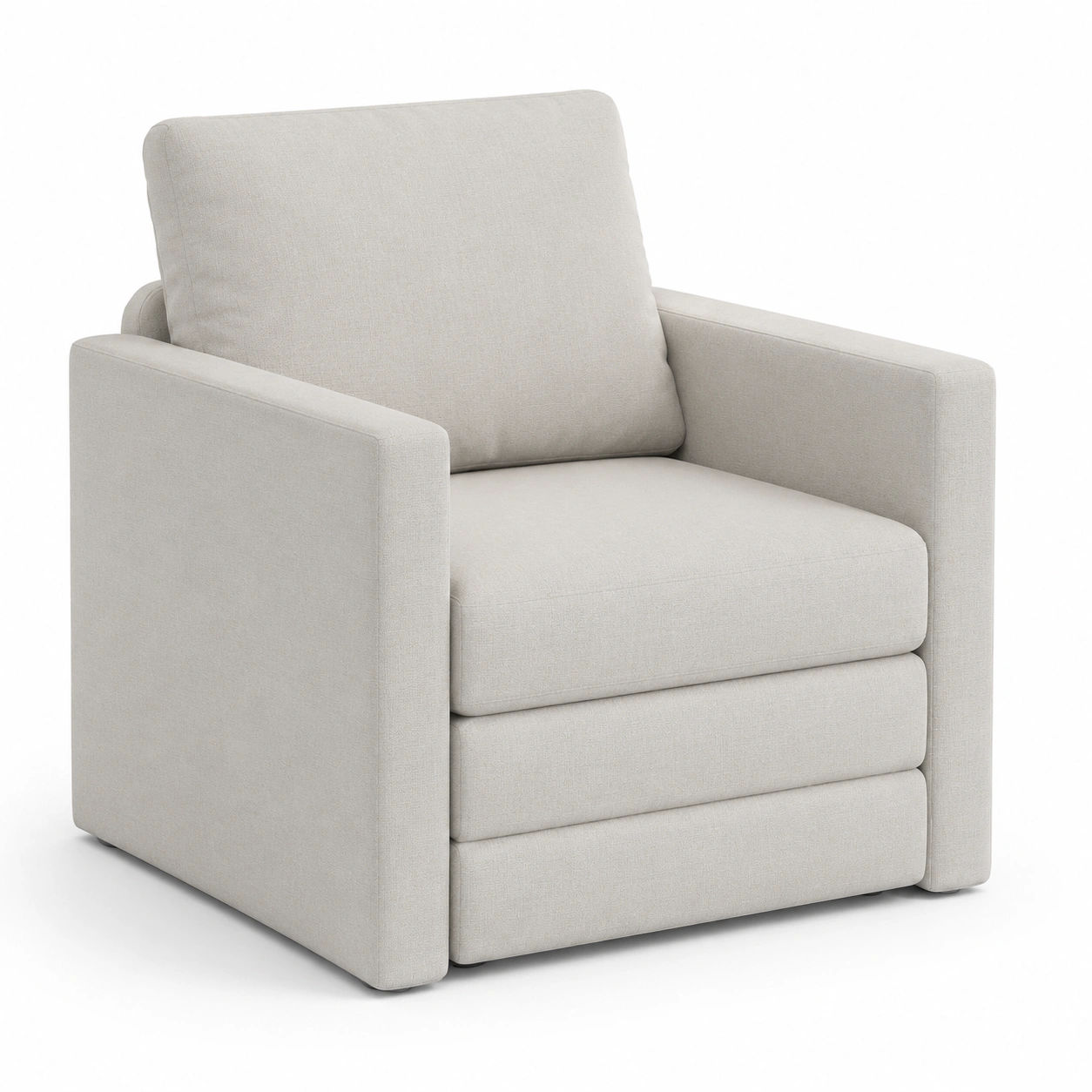 Sillon tapizado individual con reposabrazos color marfil-ValoriaNest