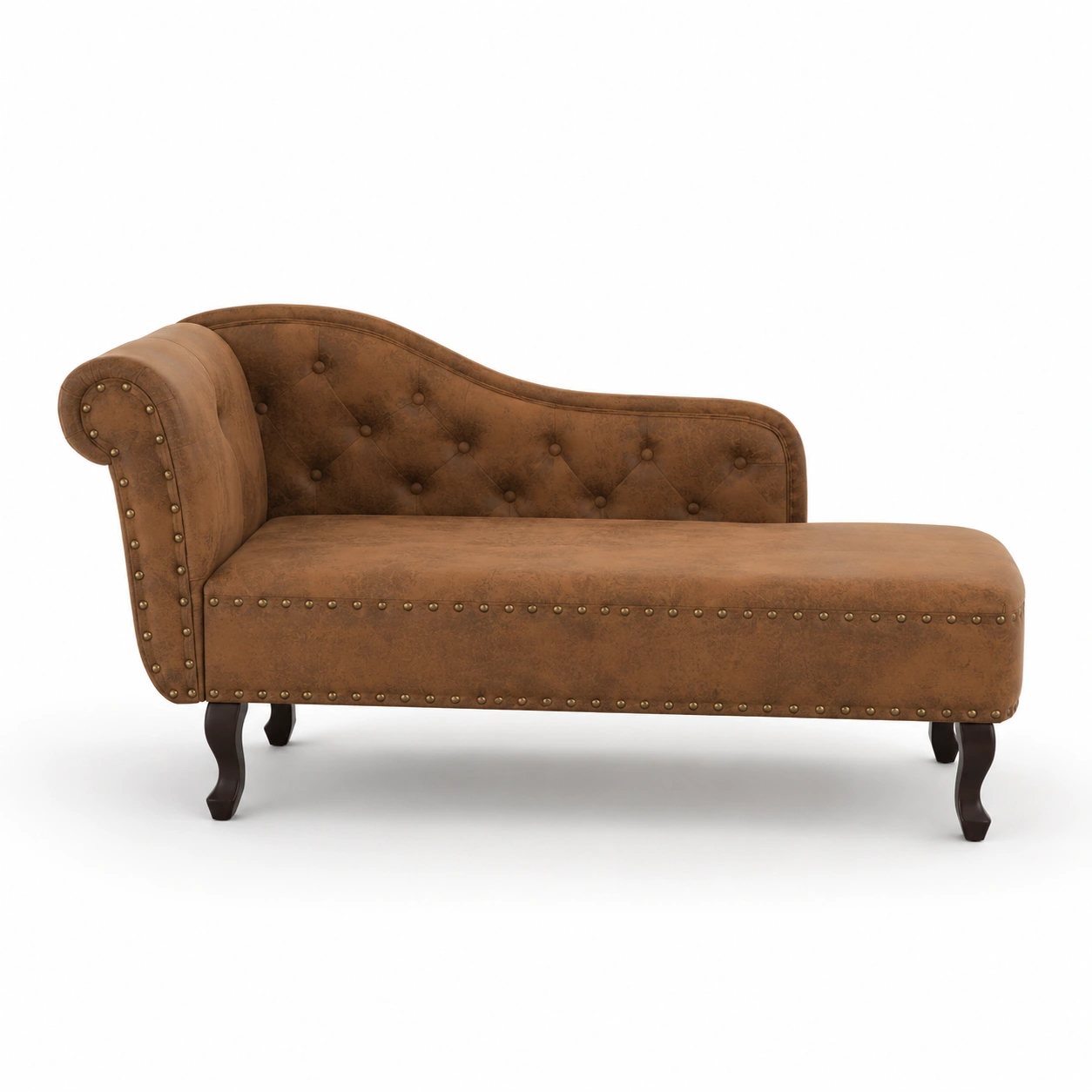 Chaise longue de cuero sintetico marron-ValoriaNest