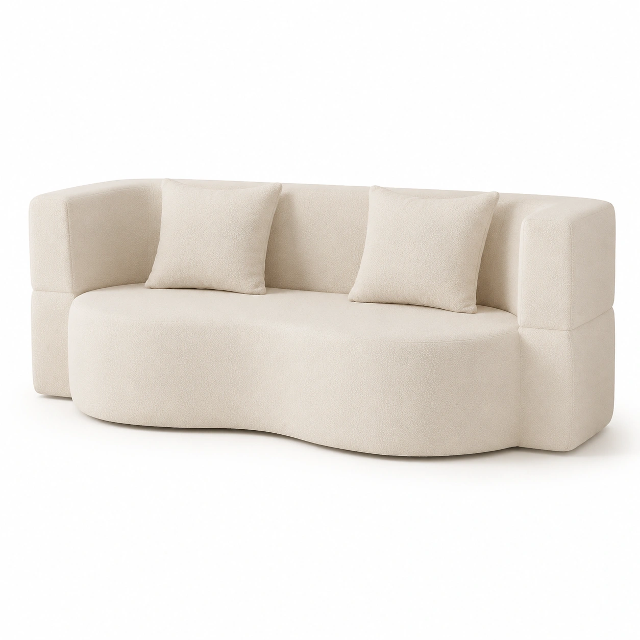 Sofa curvo de dos plazas color beige-ValoriaNest