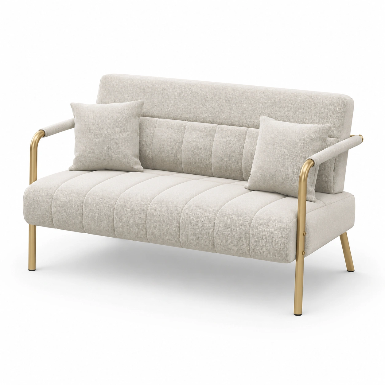 Sofa metalico de dos plazas color marfil-ValoriaNest