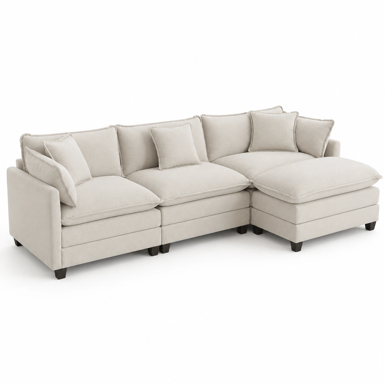 Sofa modular en L color beige-ValoriaNest