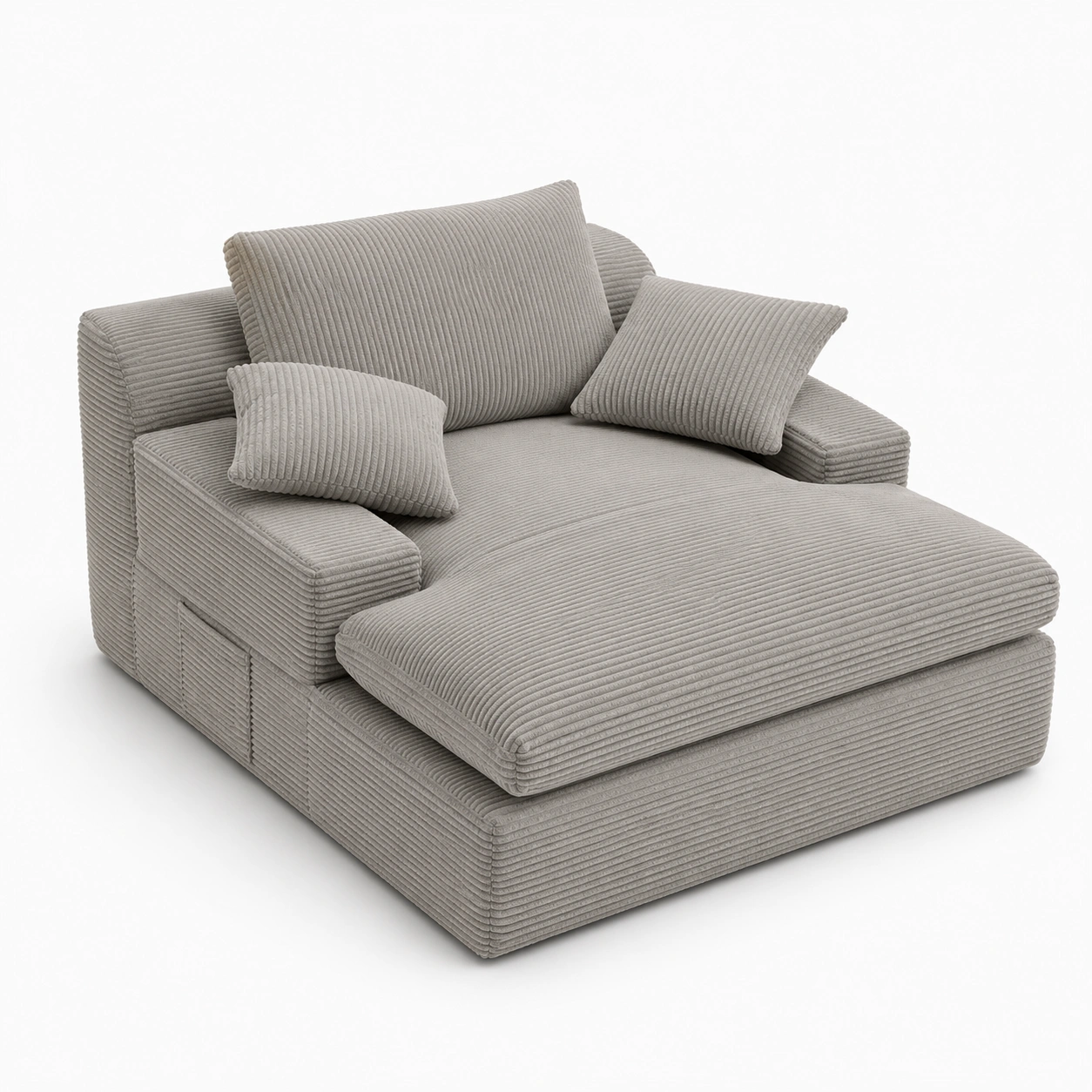Sillon chaise longue individual de pana gris-ValoriaNest