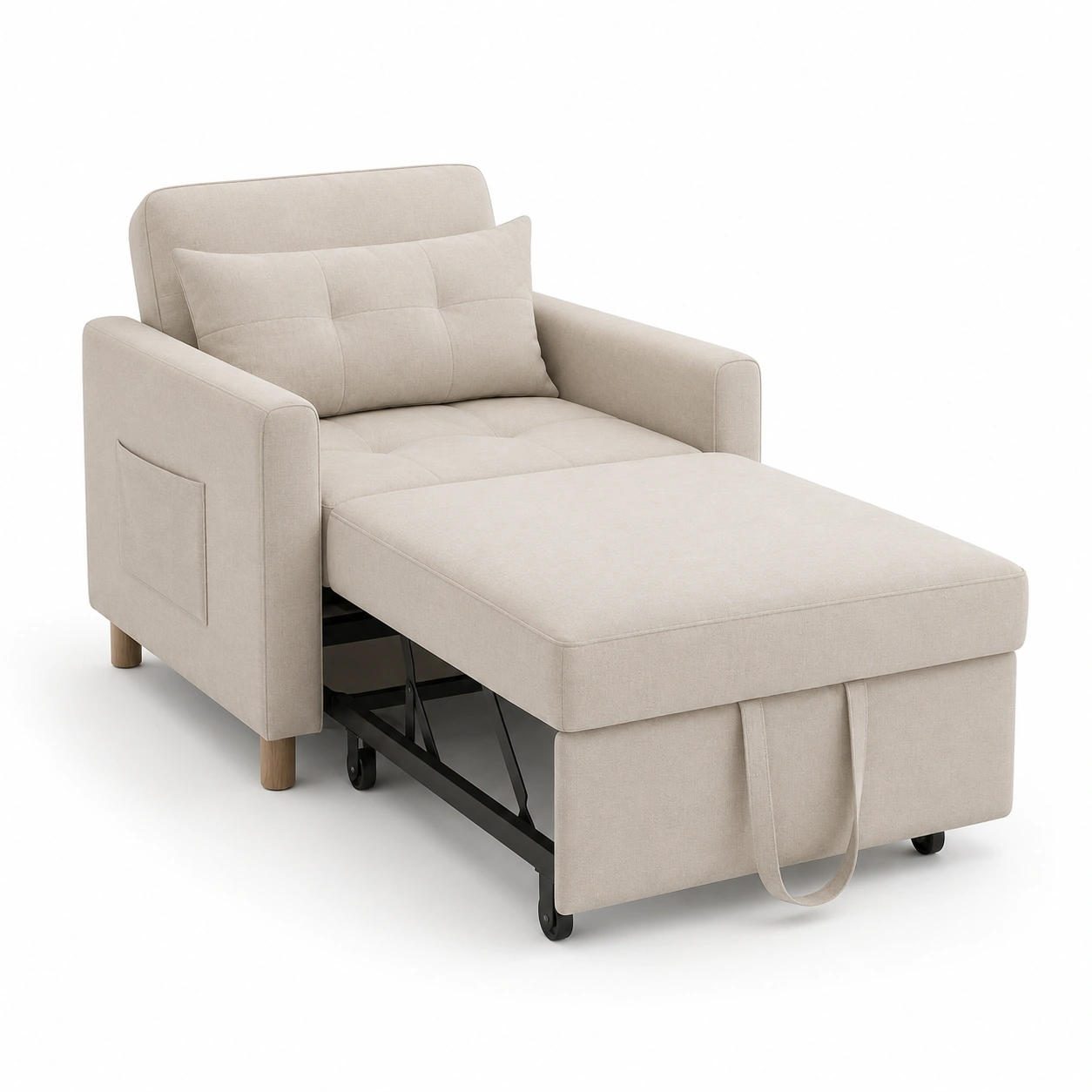 Sofa cama individual color beige-ValoriaNest
