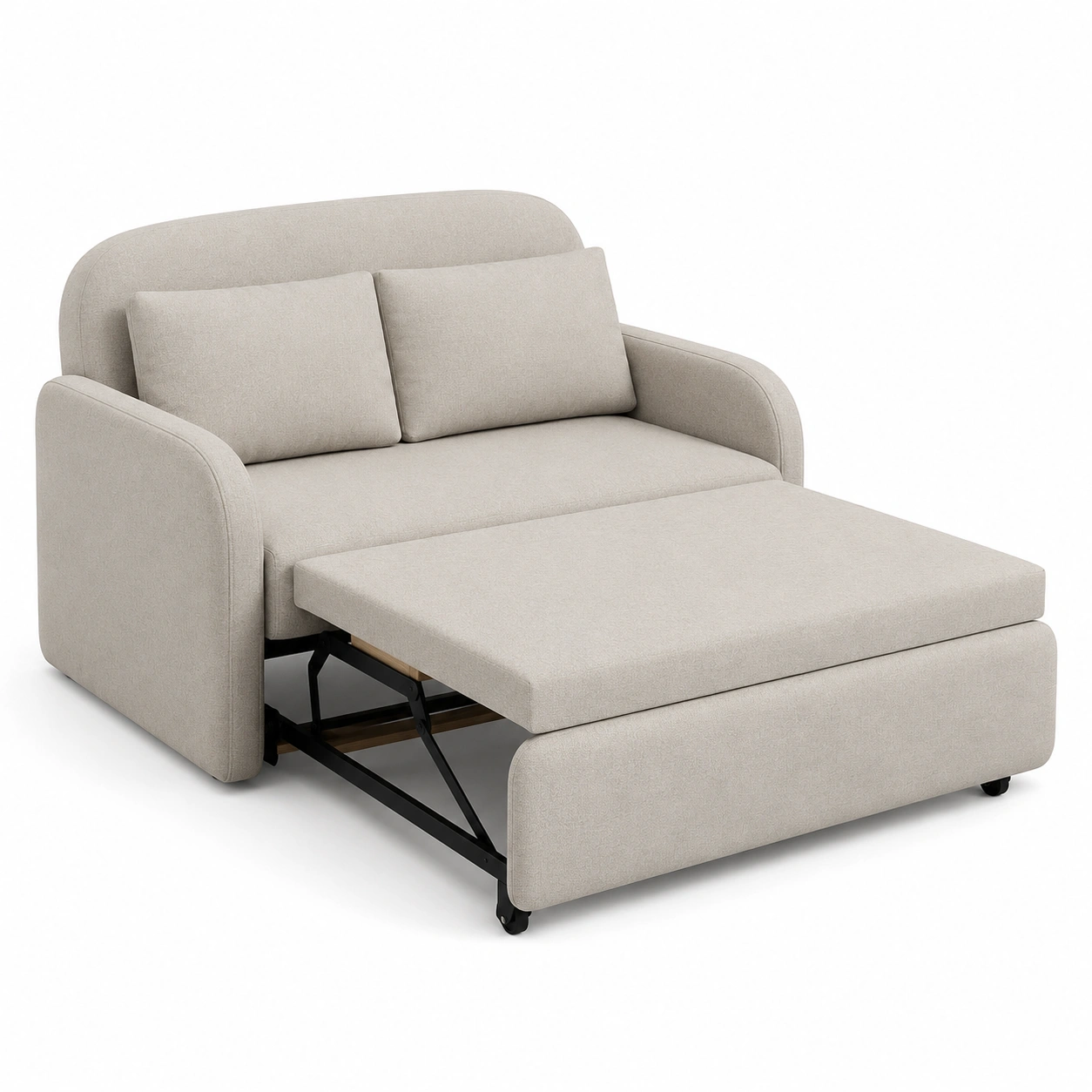 Sofa cama de dos plazas color marfil-ValoriaNest