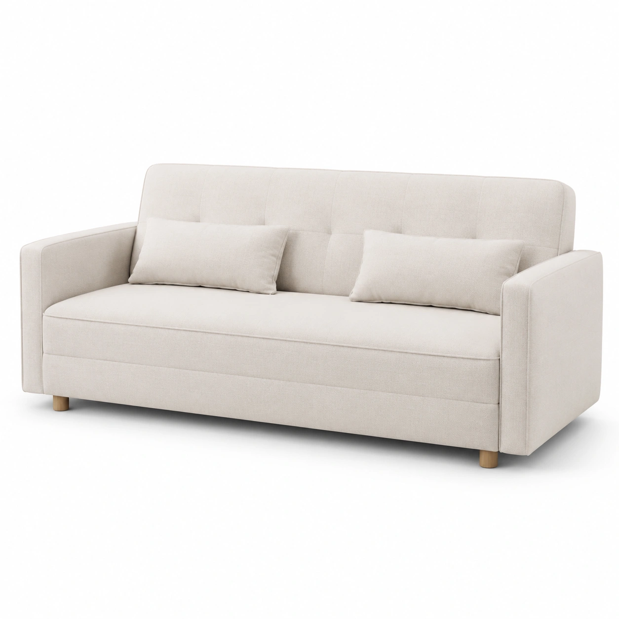 Sofa cama de tres plazas color beige-ValoriaNest
