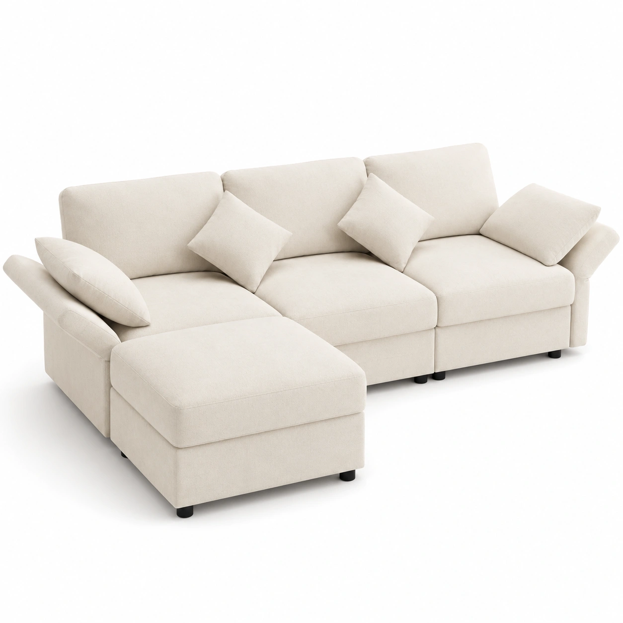 Sofa modular esquinero color beige-ValoriaNest