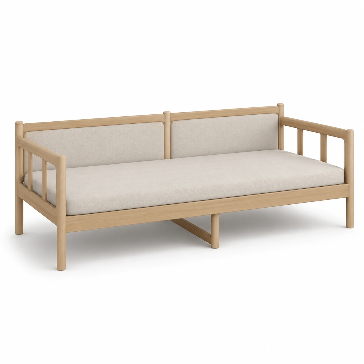 Banco de madera natural con cojin largo-ValoriaNest