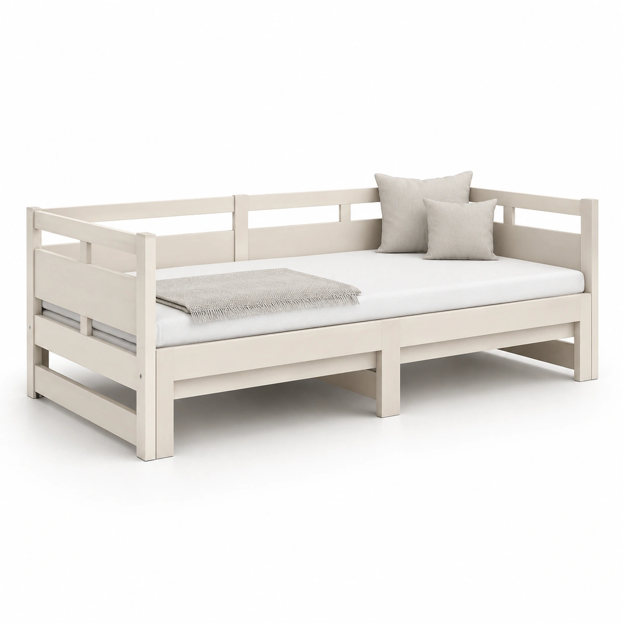 Sofa cama de madera natural color blanco-ValoriaNest