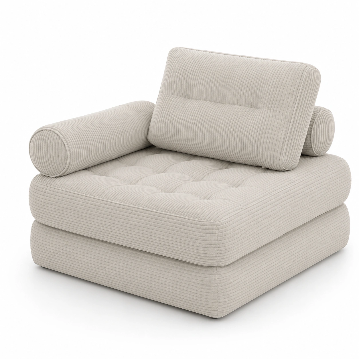 Cojin individual tipo puff a rayas color beige-ValoriaNest