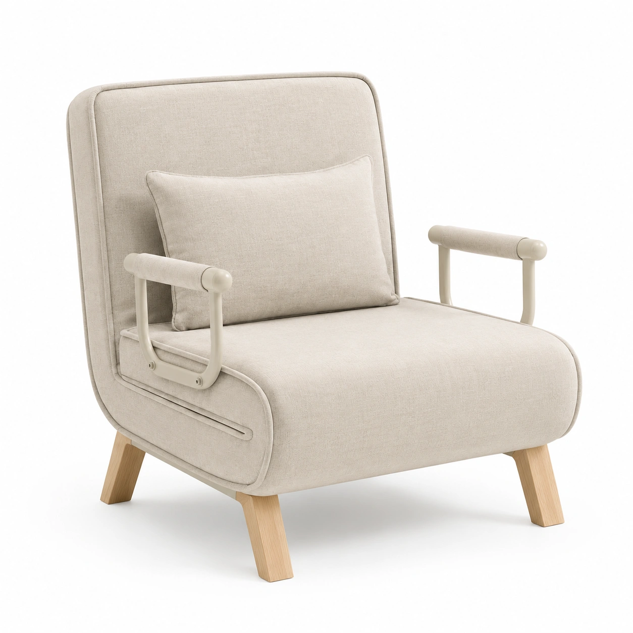 Sillon individual con reposabrazos color marfil-ValoriaNest