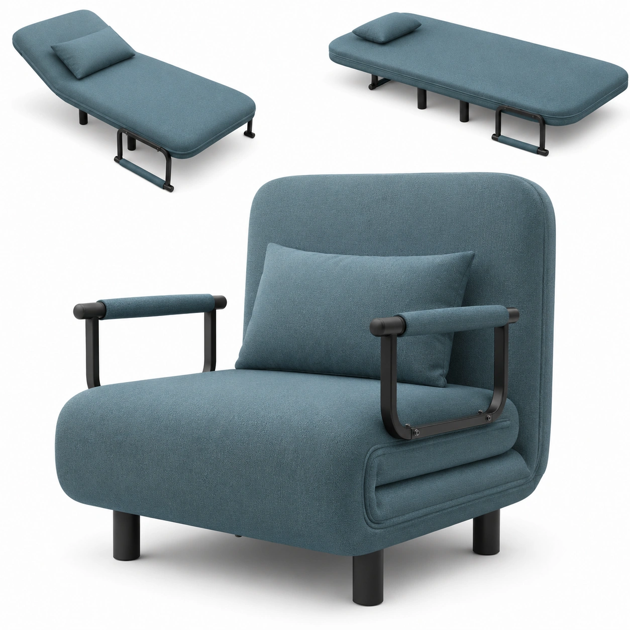 Sofa cama plegable azul-ValoriaNest