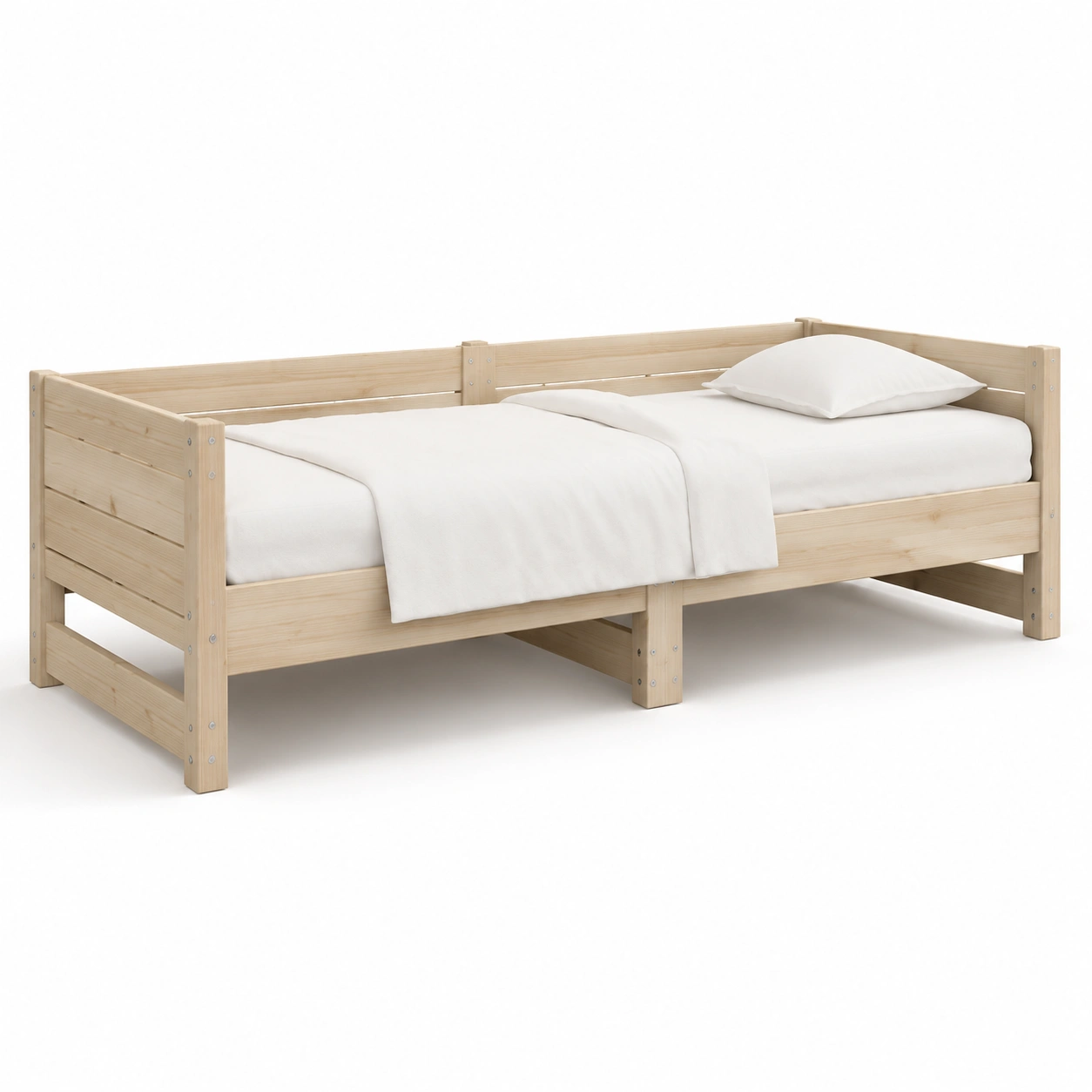 Estructura de cama individual de madera natural-ValoriaNest