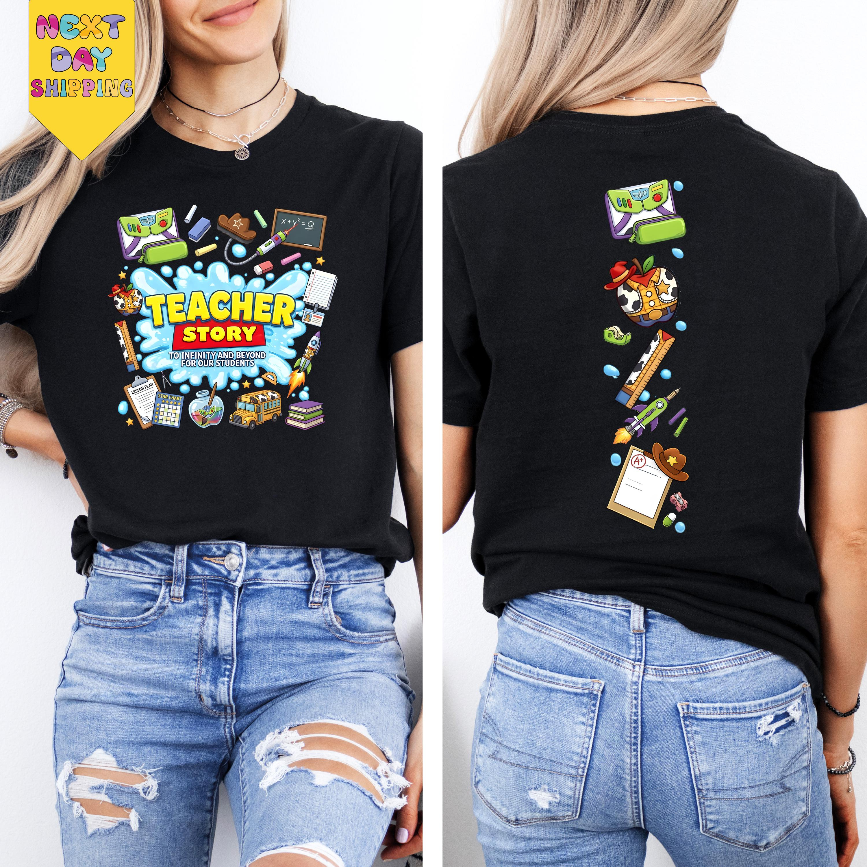 Teacher Adventure Graphic T-Shirt – Vintage Classroom Inspired Front & Back Print Unisex Tee