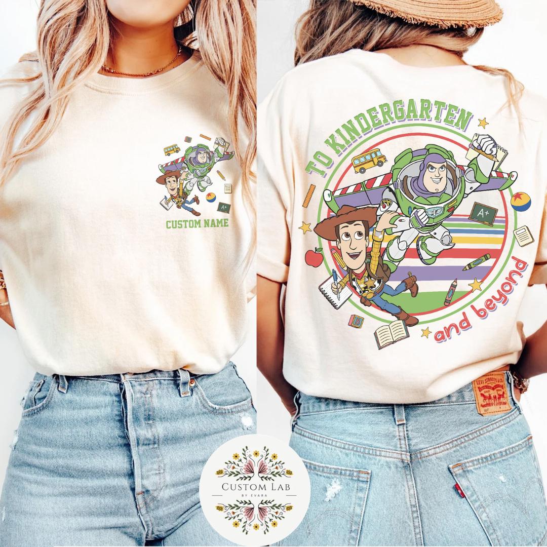 Custom Name Cartoon Adventure Graphic T-Shirt – Personalized Back Print Casual Tee for Kids & Family Style
