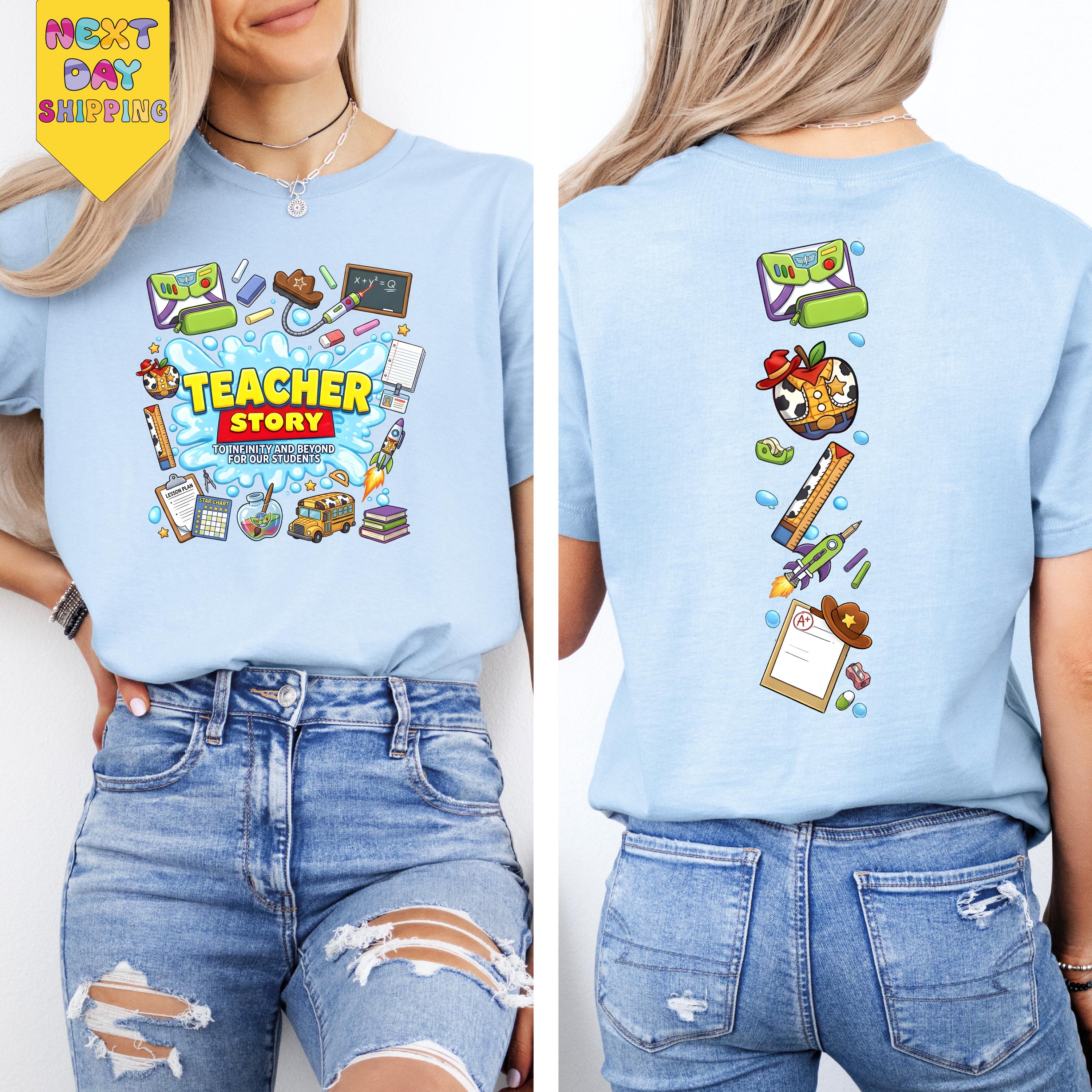 Teacher Adventure Graphic T-Shirt – Vintage Classroom Inspired Front & Back Print Unisex Tee