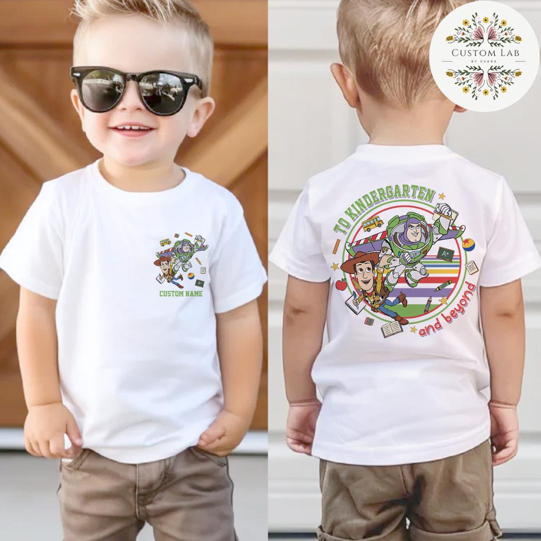 Custom Name Cartoon Adventure Graphic T-Shirt – Personalized Back Print Casual Tee for Kids & Family Style