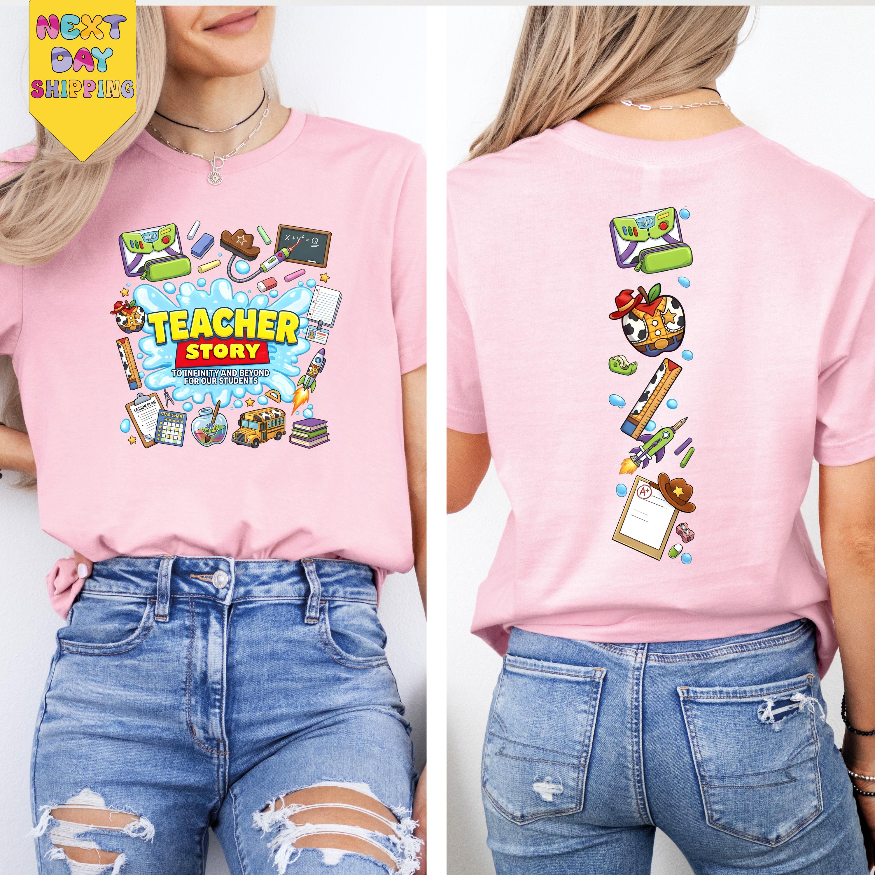 Teacher Adventure Graphic T-Shirt – Vintage Classroom Inspired Front & Back Print Unisex Tee