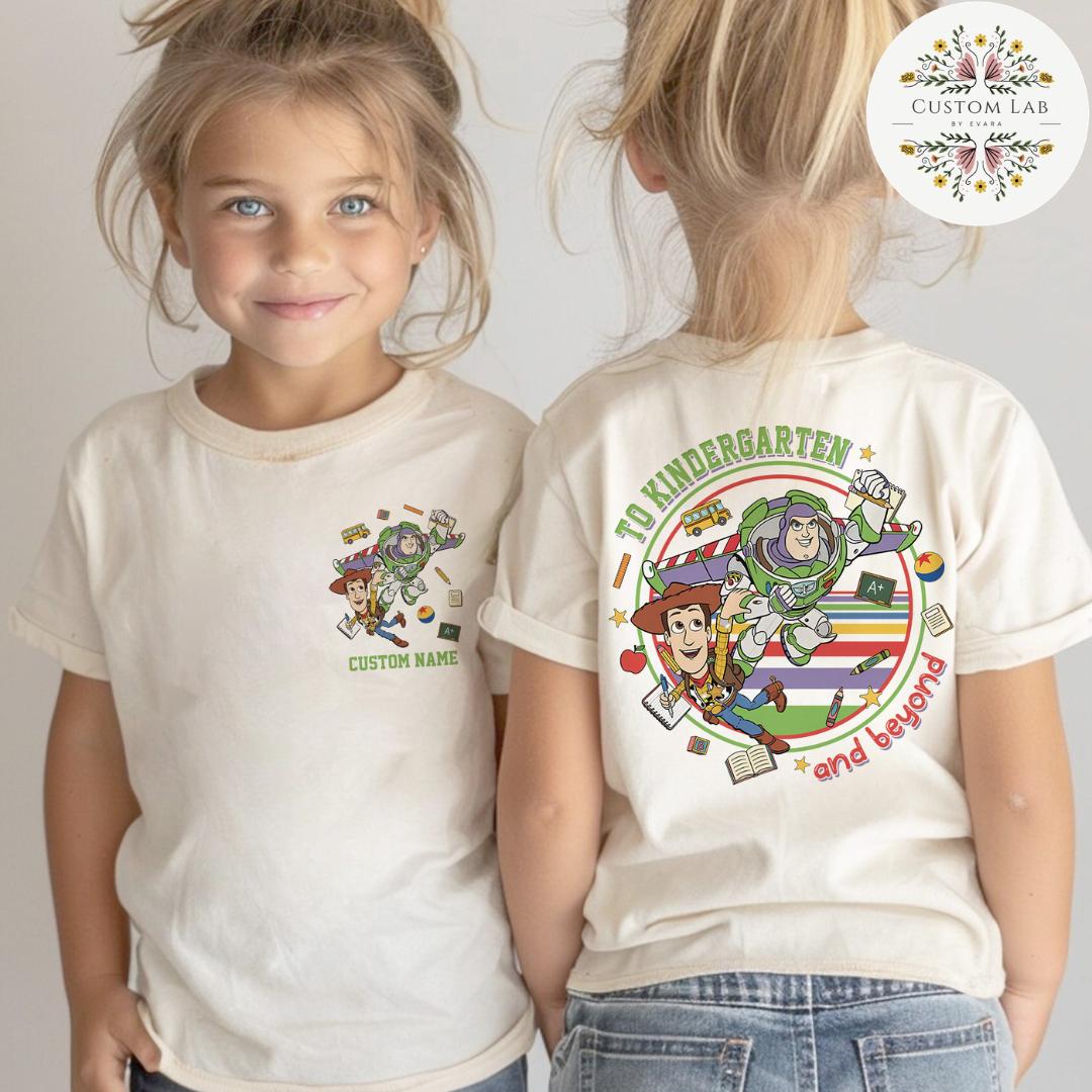 Custom Name Cartoon Adventure Graphic T-Shirt – Personalized Back Print Casual Tee for Kids & Family Style
