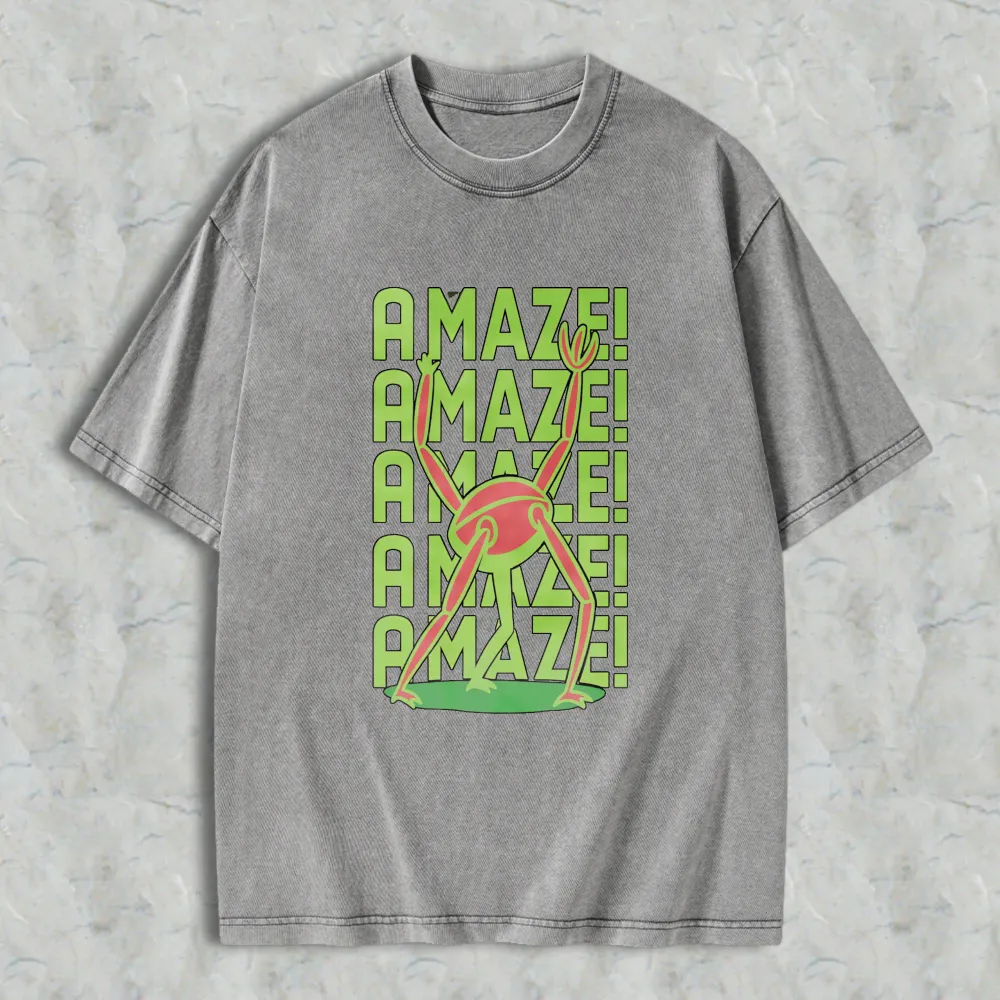 Wardrobecart Amazing Frog Stacked Text Design Unisex Washed T-shirt