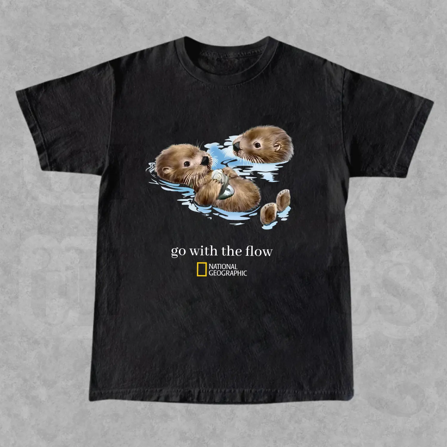 National Geographic “Go With The Flow” Vintage Graphic Tee, Nature Inspired T-Shirt, Outdoor Adventure Shirt, Unisex Cotton Casual Streetwear Top