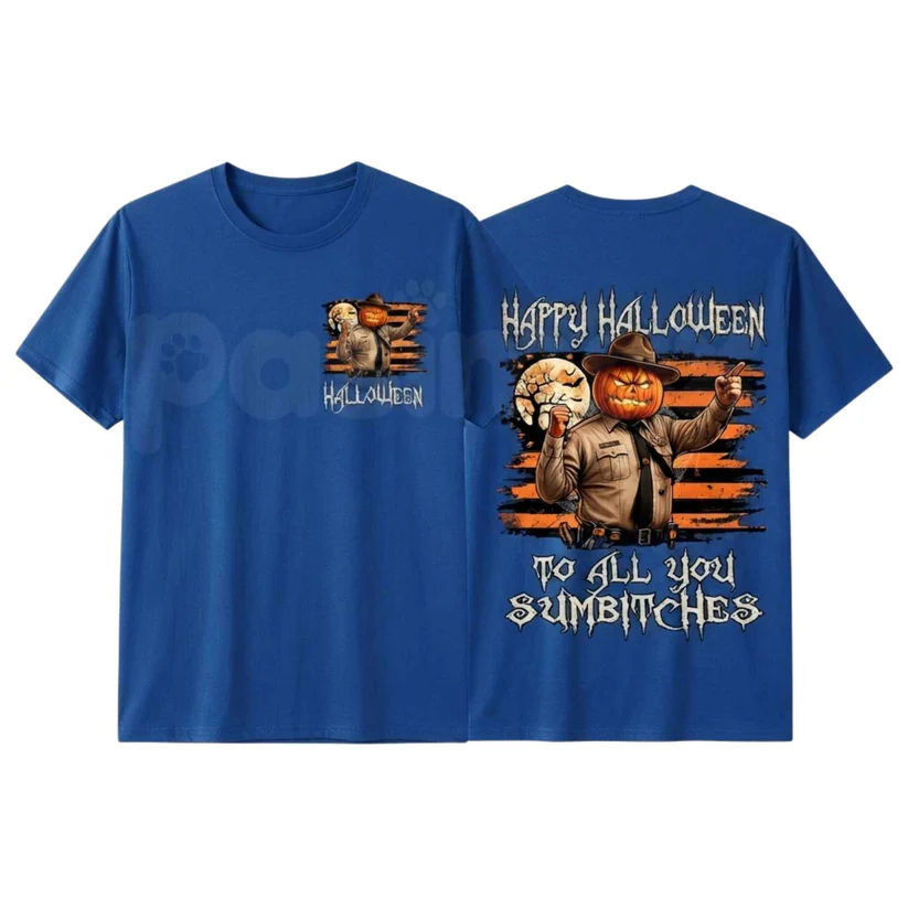 Funny Pumpkin Sheriff Halloween Tee/Sweatshirt/Hoodie– Spooky Season Cowboy Sarcastic Autumn Holiday Unisex Western Lawman Cotton