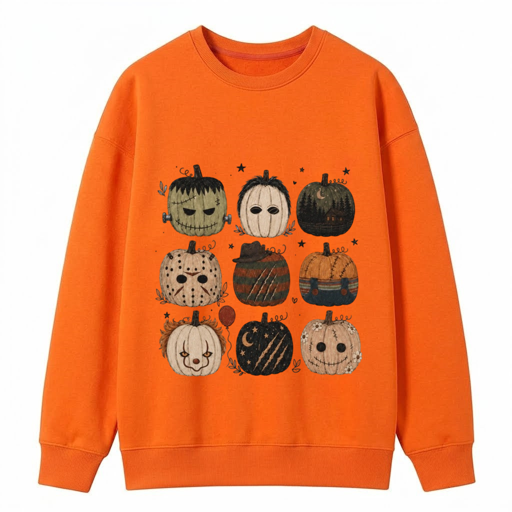 Horror Nights Chills And Thrills Retro Slashers T Shirt/Sweatshirt/Hoodie, Horror Movie Pumpkins,  scary Pumpkin Sublimation For Halloween