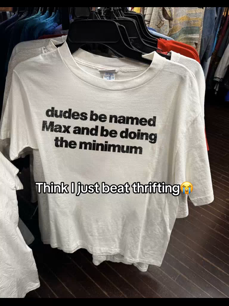 "Dudes Named Max Doing The Minimum" T-Shirt – Funny Sarcastic Pun Graphic Tee, Unisex Cotton Shirt
