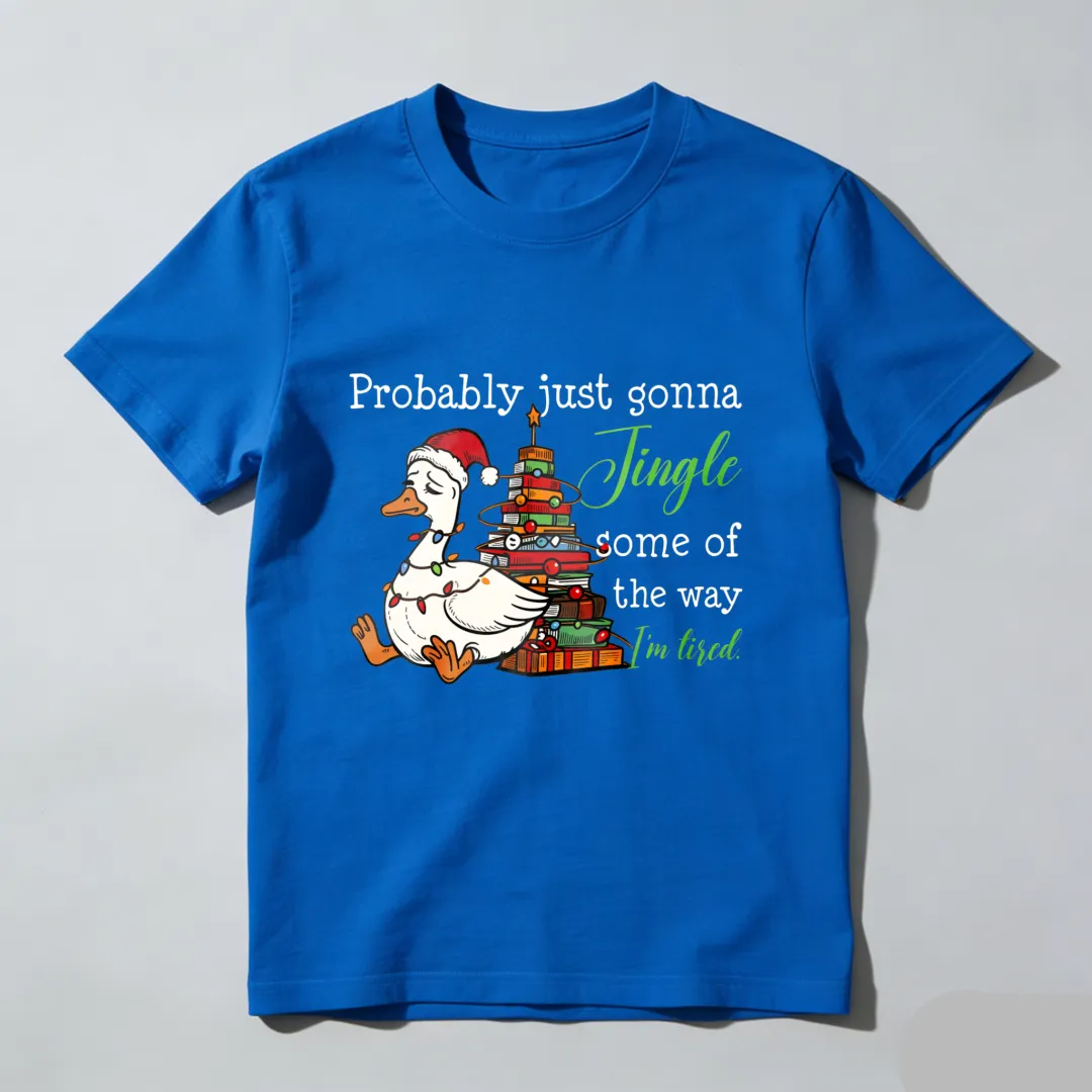 Duck Wearing Santa Hat Near Christmas Tree Unisex Classic T-shirt